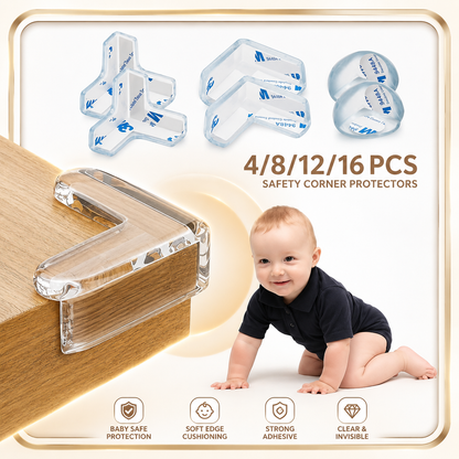THE VIRALS™ Baby Safety Corner Protectors – 12PCS Transparent Furniture Corner Guards | Childproof Table Edge Protection