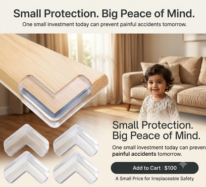 THE VIRALS™ Baby Safety Corner Protectors – 12PCS Transparent Furniture Corner Guards | Childproof Table Edge Protection