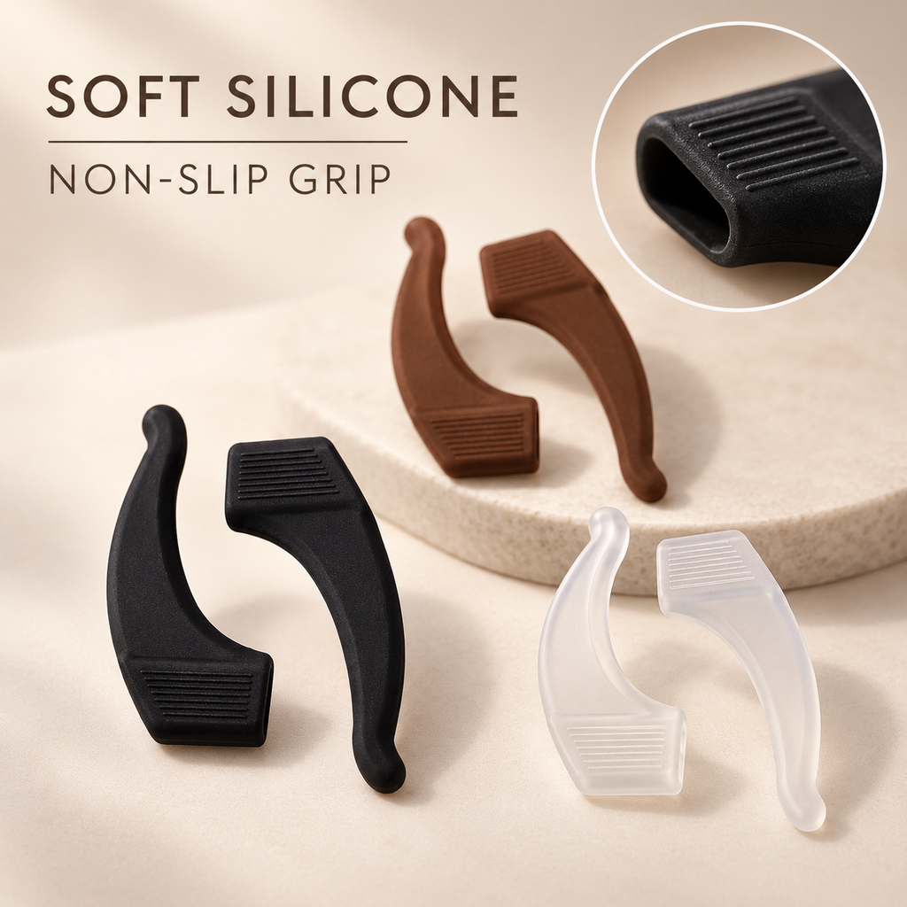 Soft silicone non-slip ear hooks with textured grip