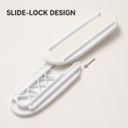 Close-up of the real oval Desktop Socket Fixer slide-lock rail mechanism